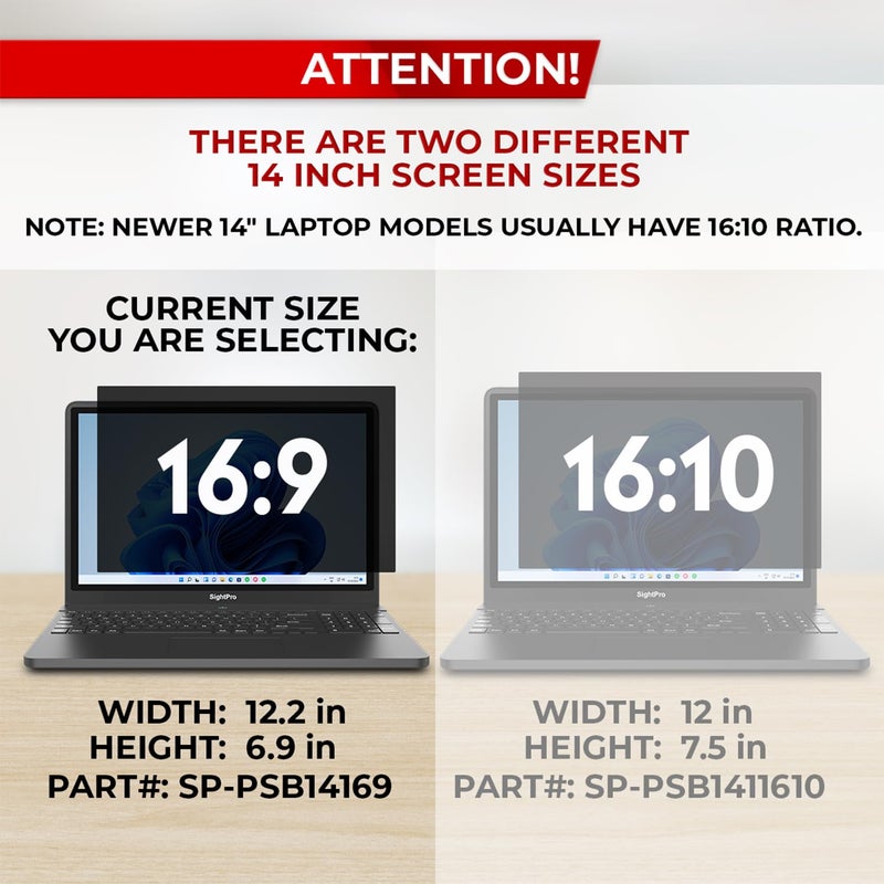 SightPro 14 Inch 16:9 Laptop Privacy Screen Filter - Privacy Shield and Anti-Glare Protector - Image 3