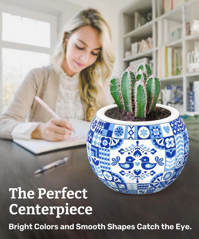 PieceRelax 3D Puzzle Planter 80 Pieces - Flower Pot - Danish Folklore Style, Home Decor Flower Pots for Indoor Cactus, Succulents Pots [K1117] - Image 3
