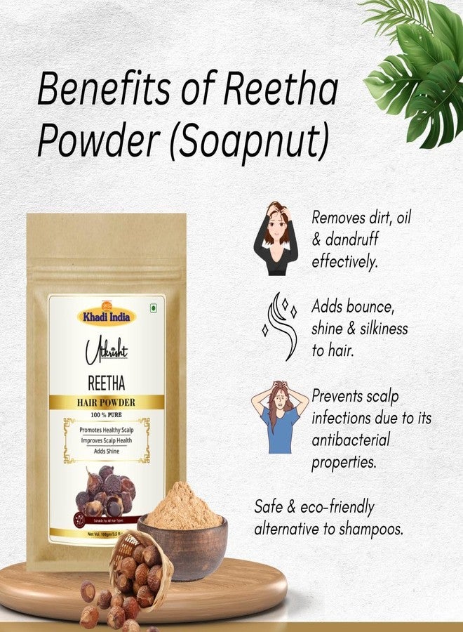 Utkrisht Khadi Amla, Bhringraj, Shikakai and Reetha Powder Boosts Growth, Shine & Scalp Health - 400GM (Pack of 4) - Image 3