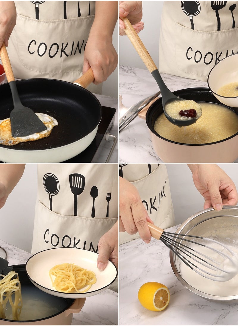 11-Piece Cooking Utensils Set With Handles Black/Brown 11.93inch