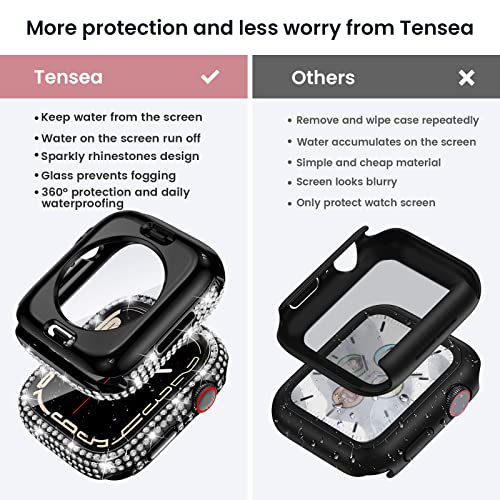 Tensea [2 in 1 for Waterproof Apple Watch Screen Protector Case 45mm Series 9/8/7 Accessories, 360 iWatch Diamond Front Bumper with Glass Film and Back Bumper, Bling Face Cover Women, 45 mm - Image 2