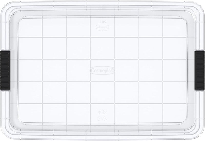 Cosmoplast 20L Clear Plastic Storage Box with Lockable Lid - Image 4