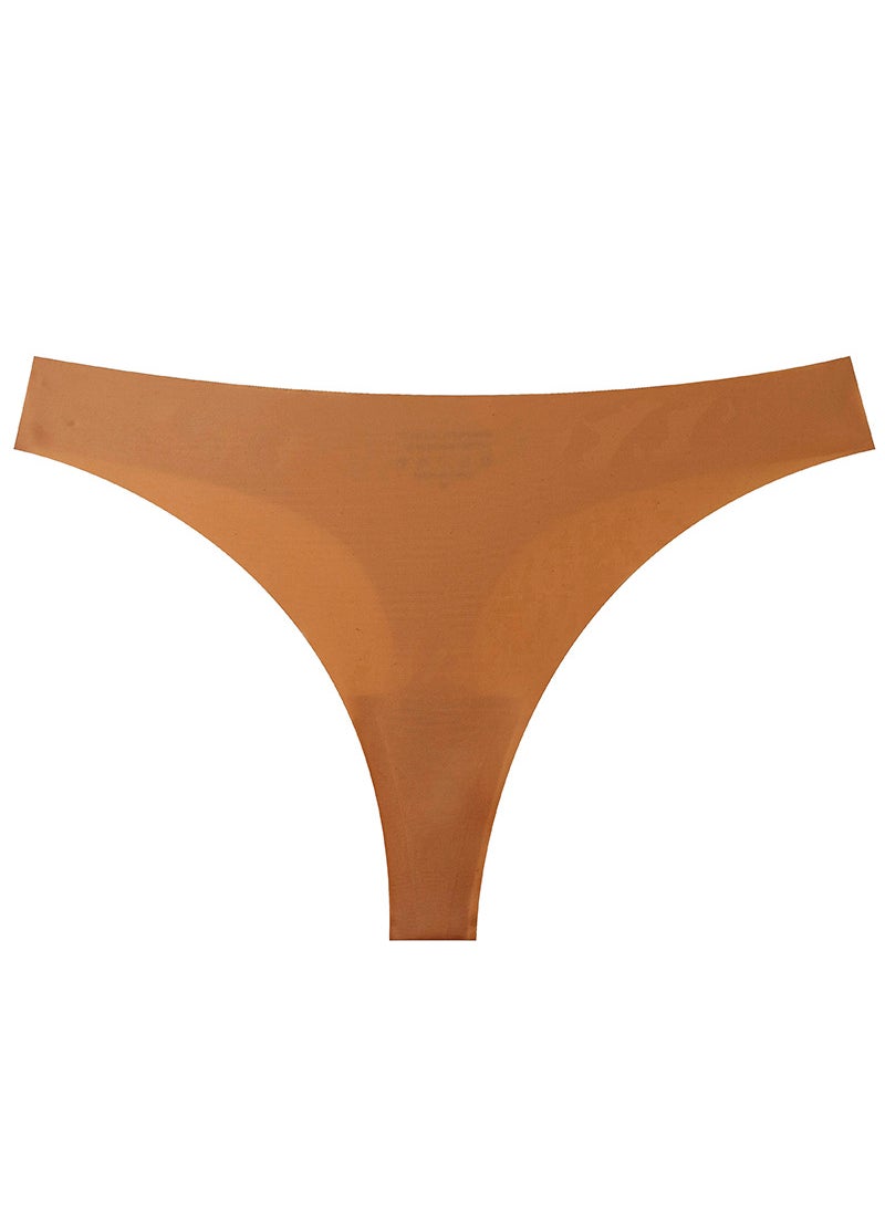 Generic - Seamless Nylon-Cotton Thong Breathable Quick-Dry Panties Red Brown - Image 1