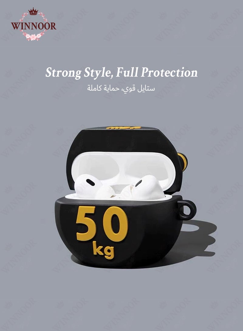 وينور غطاء سيليكون بتصميم دمبل 50 كجم لسماعات AirPods Pro، غطاء حماية مقاوم للصدمات بطابع رياضي - Image 2