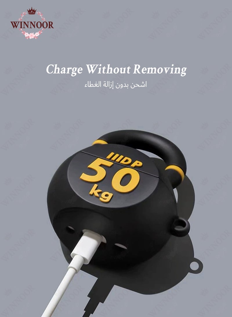 وينور غطاء سيليكون بتصميم دمبل 50 كجم لسماعات AirPods Pro، غطاء حماية مقاوم للصدمات بطابع رياضي - Image 3