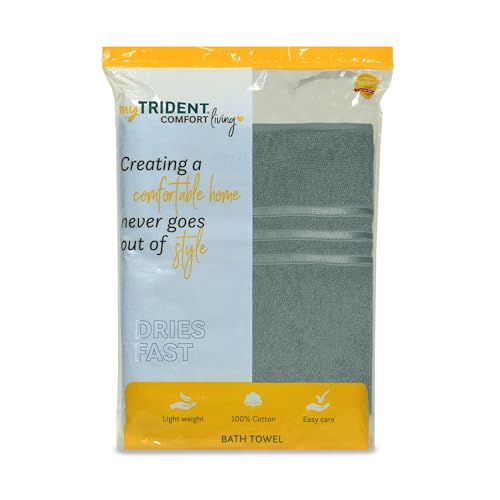 MYTRIDENT Bath Towel for Men/Women | Comfort Living | Quick Drying | Travel Friendly | 1 Piece Large Size | 100% Cotton 400 GSM | 70 x 140 cm - New Grey - Image 4