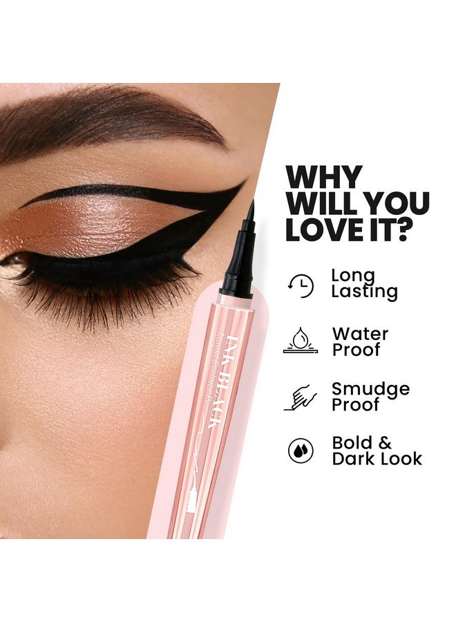 Long Lasting Liquid Ink Black Pen Eye Liner | Smudge Proof Eyeliner For Women | Matte Finish & Waterproof Eyeliner (1Ml) (Black Ink)