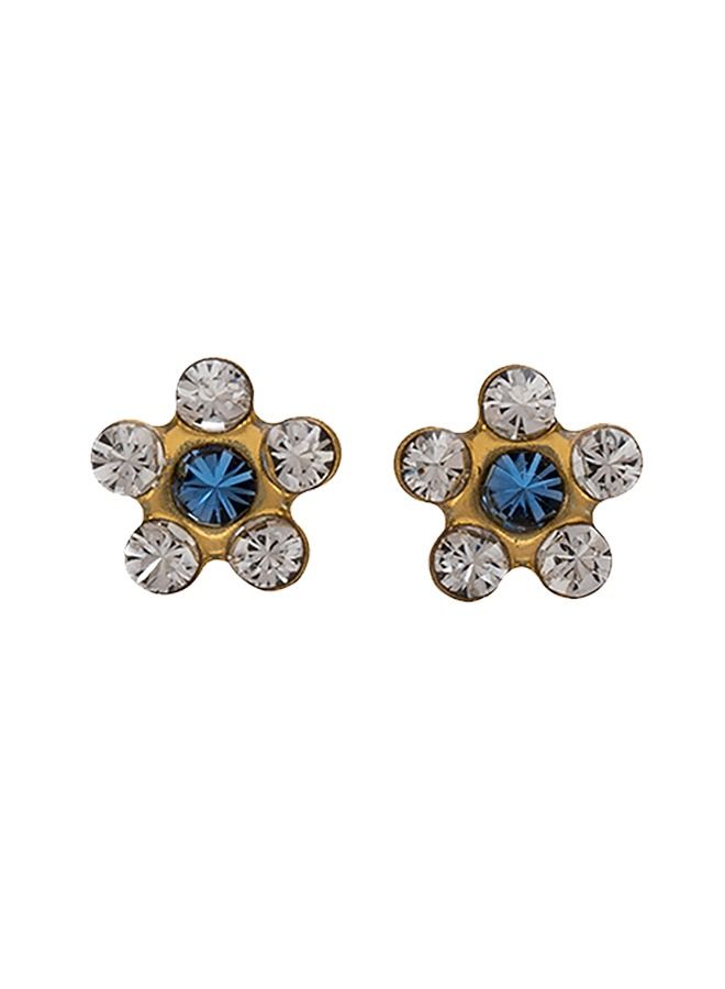 Studex Daisy Apr /Sep Sapphire 24K Pure Gold Plated Ear Studs - Image 1