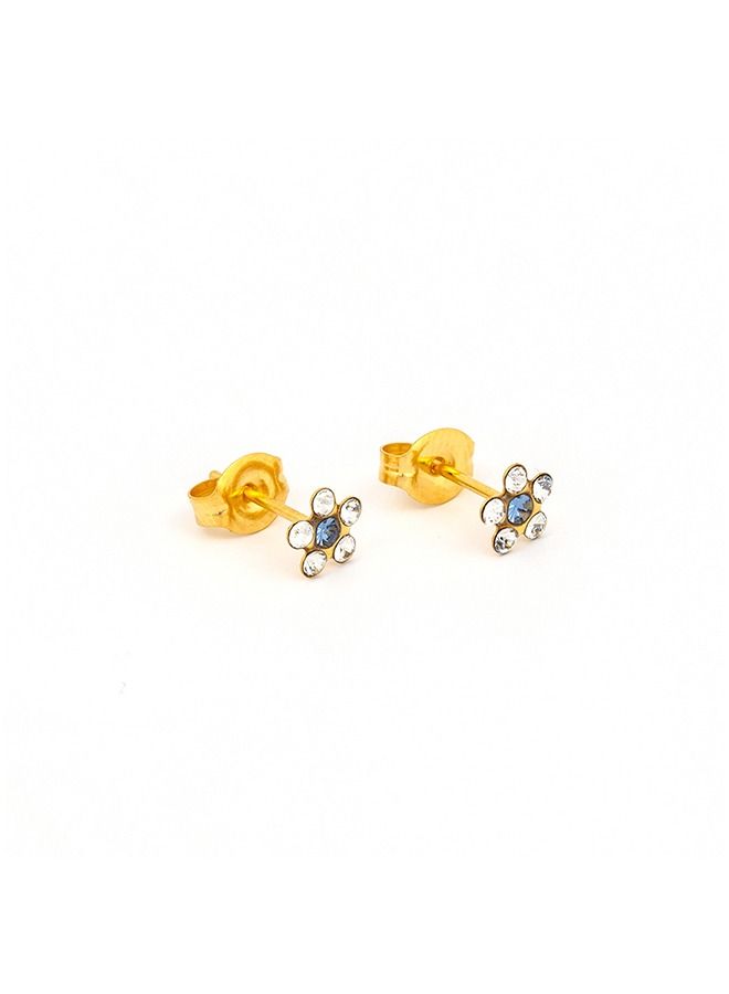Studex Daisy Apr /Sep Sapphire 24K Pure Gold Plated Ear Studs - Image 2