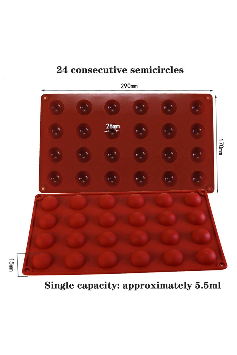 قالب سيليكون نصف دائري للكيك والموس، 24 قطعة، أداة خبز لكعكة القمر وكعكة الشوكولاتة