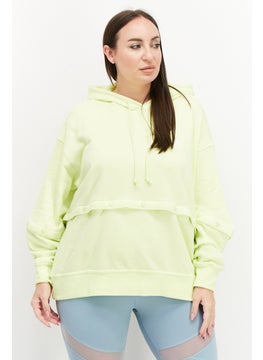 Women Plus Size Long Sleeves Walking Hoodie, Lime Green
