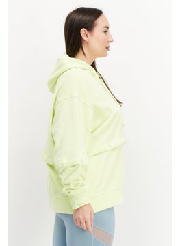adidas Originals Women Plus Size Long Sleeves Walking Hoodie, Lime Green  - Image 4