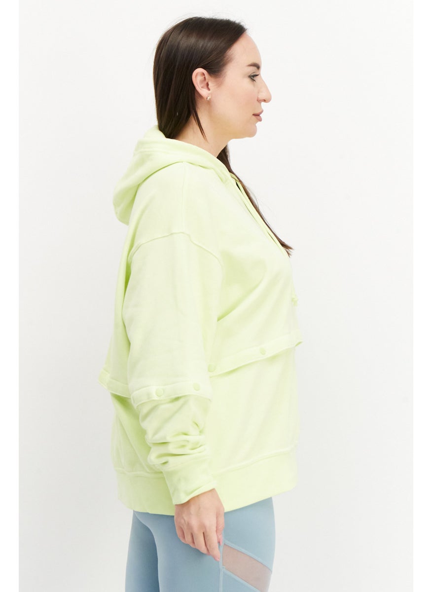 adidas Originals - Women Plus Size Long Sleeves Walking Hoodie, Lime Green - Image 1