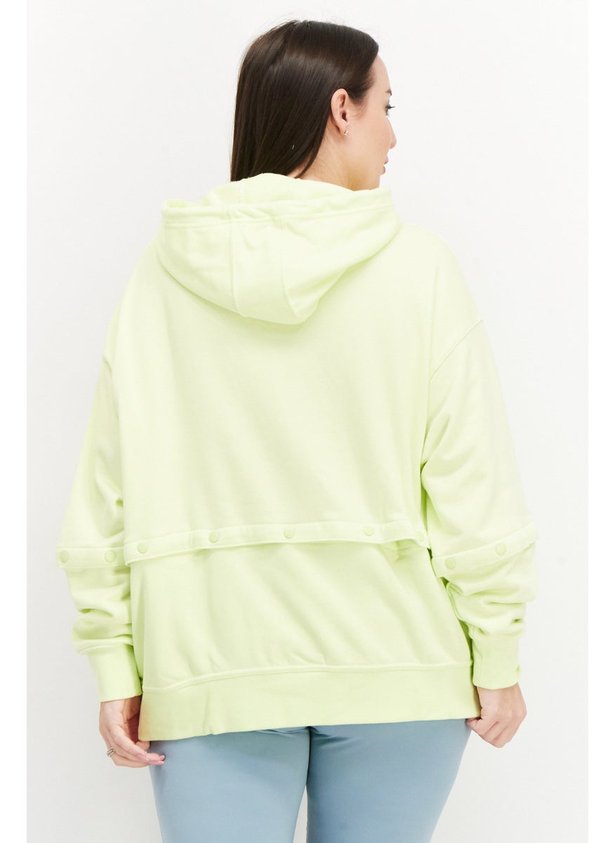 adidas Originals - Women Plus Size Long Sleeves Walking Hoodie, Lime Green - Image 1
