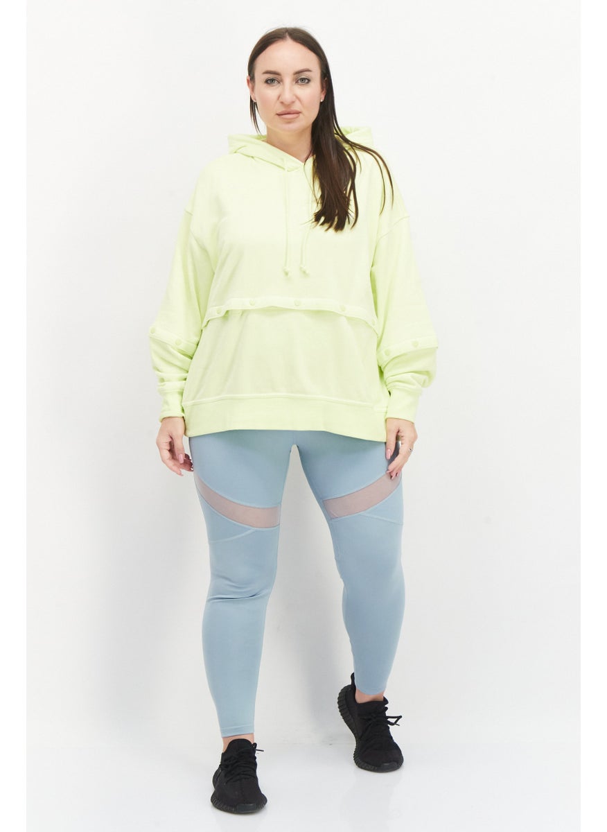 adidas Originals - Women Plus Size Long Sleeves Walking Hoodie, Lime Green - Image 1