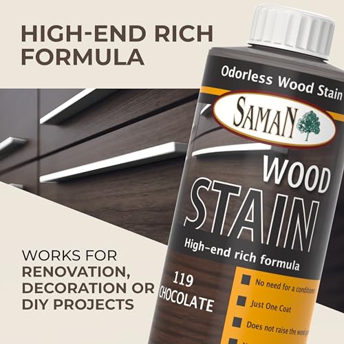 SamaN Interior Water Based Wood Stain - Natural Stain for Furniture, Moldings, Wood Paneling, Cabinets (Chocolate TEW-119-12, 12 oz) - Image 2