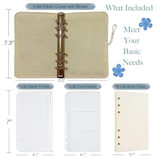 ipoul A6 Binder, Embroidered Flower Journal, Refillable Journal, 6 Ring Binder, 5"x7" Journal Cover, Unlined Paper, Sketchbook, Travel Diary for Girl, Budget Binder, Planner Binder, Tulip Flowers - Image 5