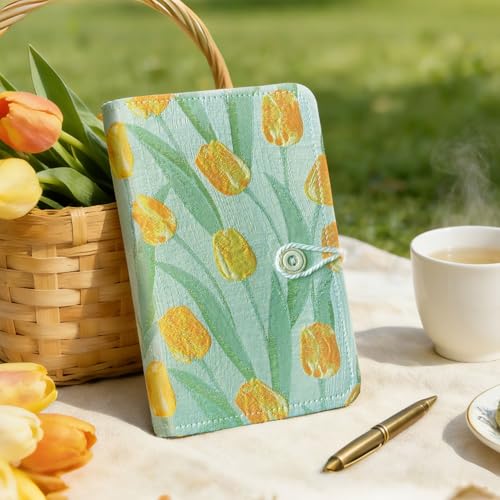 ipoul A6 Binder, Embroidered Flower Journal, Refillable Journal, 6 Ring Binder, 5"x7" Journal Cover, Unlined Paper, Sketchbook, Travel Diary for Girl, Budget Binder, Planner Binder, Tulip Flowers - Image 2