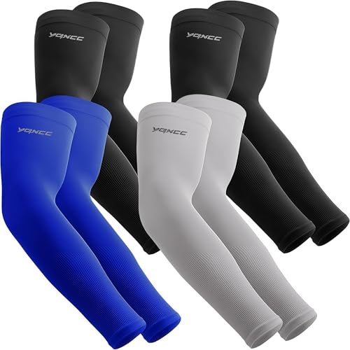 YQXCC 4 Pairs Arm Sleeves for Men Women, UPF 51 UV Sun Protection Cooling Sports Compression Sleeves for Golf Basketball - Image 1