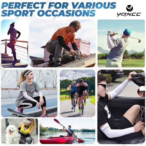 YQXCC 4 Pairs Arm Sleeves for Men Women, UPF 51 UV Sun Protection Cooling Sports Compression Sleeves for Golf Basketball - Image 2