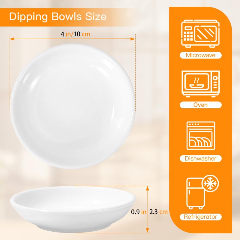 CQSYWQING 6 Pcs Ceramic Dipping Sauce Dish Set - Small Condiment Bowls for Soy Sauce Dish, Sushi, Ketchup, Snacks - Perfect for Parties, Restaurants, Home - Durable Ceramic - Dishwasher Safe - Image 2