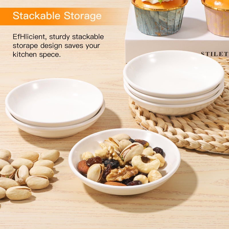 CQSYWQING 6 Pcs Ceramic Dipping Sauce Dish Set - Small Condiment Bowls for Soy Sauce Dish, Sushi, Ketchup, Snacks - Perfect for Parties, Restaurants, Home - Durable Ceramic - Dishwasher Safe - Image 5