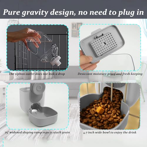 Kenond Hanging Automatic Food Water Dispenser, 35oz Rabbit Feeder Guinea Pig Water Bottle Feeder for Ferret Guinea Pig Rabbit Bunny Cage Accessories(Gray) - Image 4