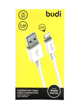 Budi 2.4A Lightning Data Cable With Fast Charging 1meter For Apple iPhones DC011L10W - White - pzsku/Z6BA5E871C160613BCF4DZ/45/_/1668849988/676f3168-f223-4ce0-b3e0-a153173fb51a