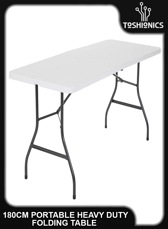 Toshionics 180cm Multipurpose Centre Folding Camping Table Lightweight Rectangle Foldable Aluminium Portable Trestle Picnic Barbecue Party Kitchen Home Dining Hiking Beach Camping Garden BBQ Heavy Duty Tables - Image 1