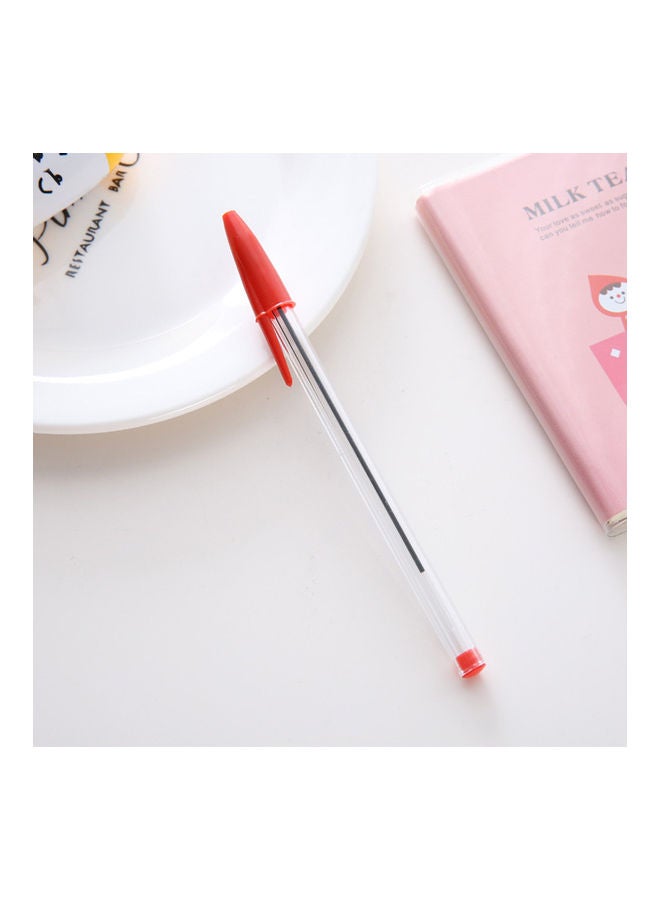 نيبمينينت مجموعة 50 قطعة أقلام حبر جاف كروية الرأس متوسطة الحجم شفاف/ أحمر