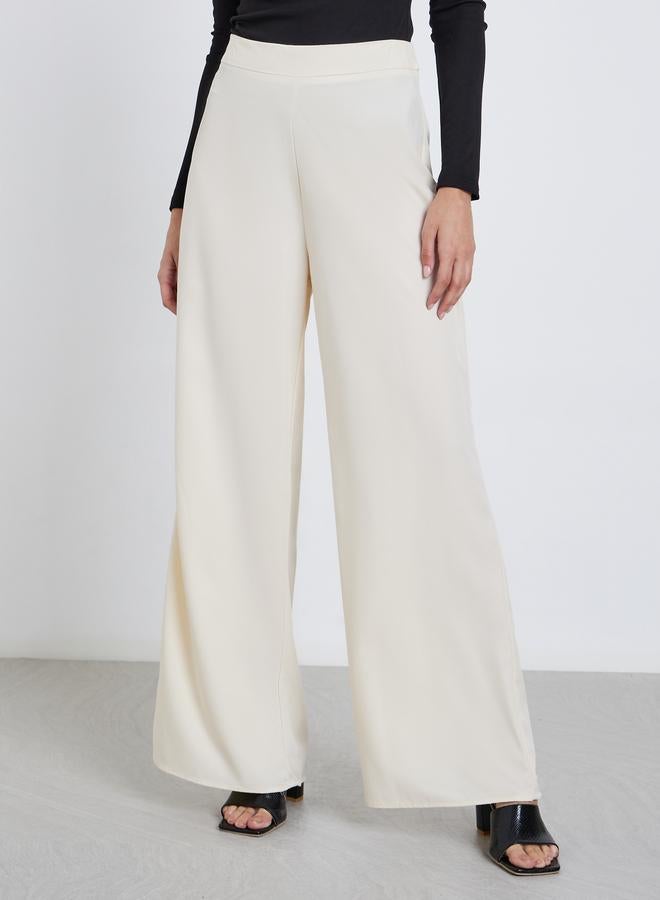 Styli Cream Wide Leg Trousers - Image 2