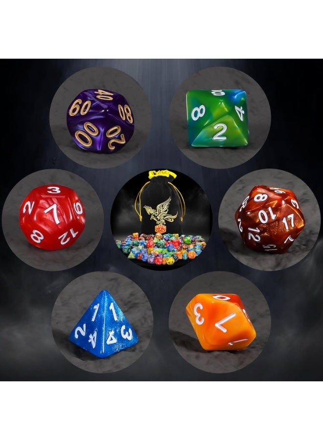 QMay DND Dice Set - 20x7 (140 Pieces) Polyhedral Dice, 20 Colors D&D Dice for Dungeons and Dragons Tabletop Role-Playing Games with 1 Drawstring Bag - Image 3
