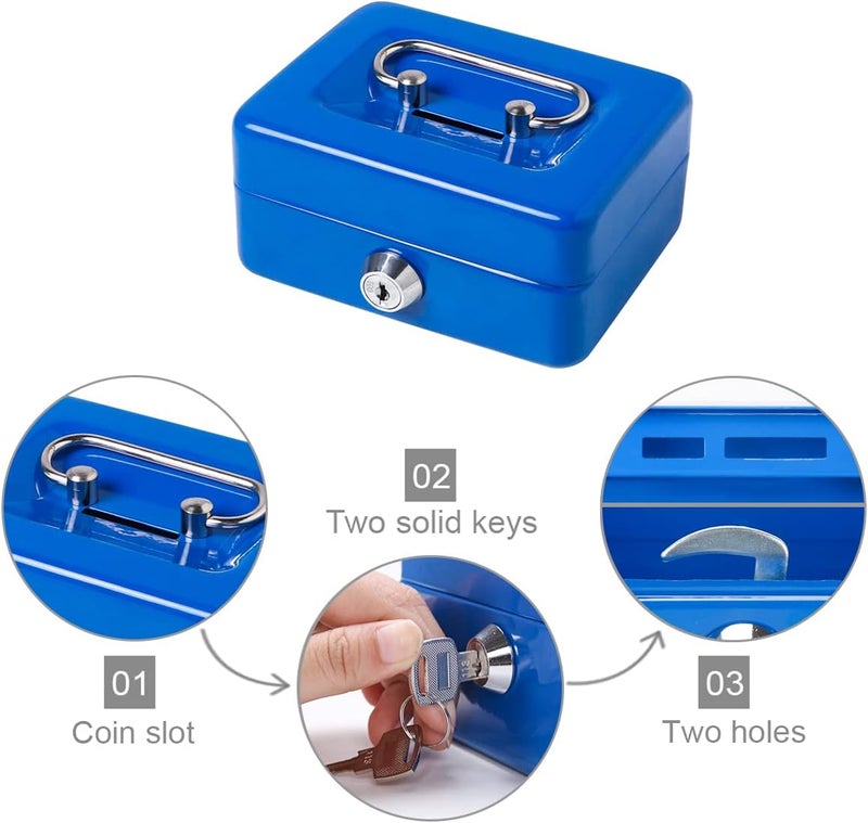 Decaller Small Cash Box with Lock and Slot, Locking Money Box, Metal Coin Piggy Bank for Adults and Kids - Image 4