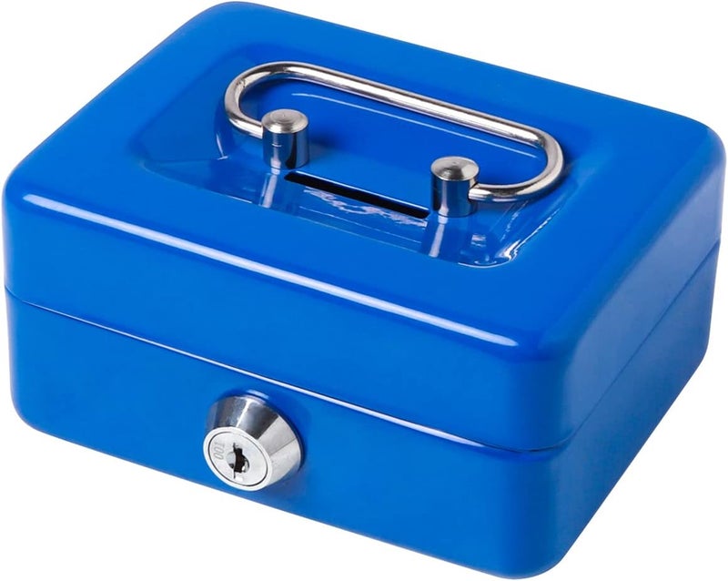 Decaller Small Cash Box with Lock and Slot, Locking Money Box, Metal Coin Piggy Bank for Adults and Kids - Image 1