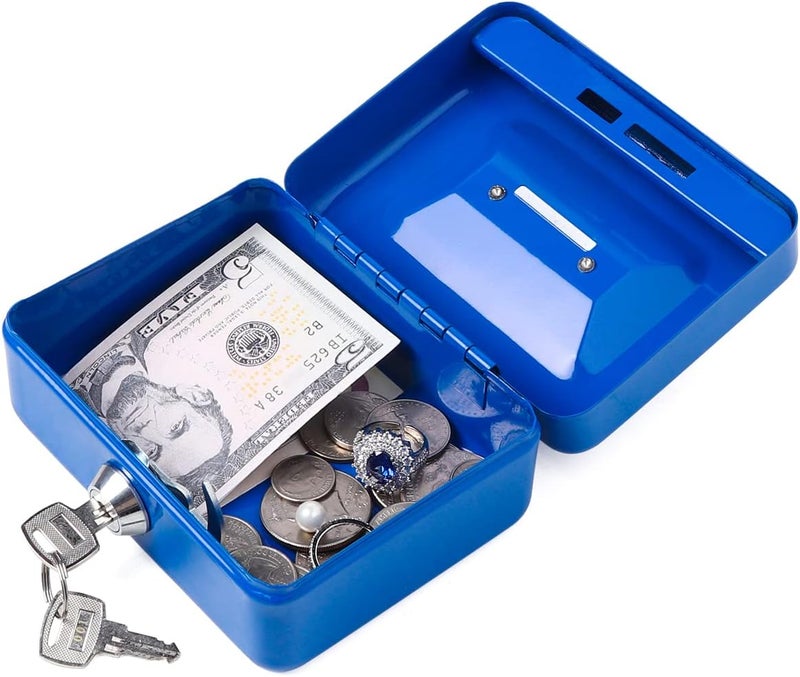 Decaller Small Cash Box with Lock and Slot, Locking Money Box, Metal Coin Piggy Bank for Adults and Kids - Image 2