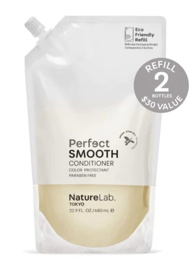 NatureLab. TOKYO Perfect Smooth Conditioner: Eco-Friendly Refill Pouch: Lightweight Moisturizing Conditioner for Smoother Frizz-Free Hair I 22.9 FL OZ / 680ml - Image 4