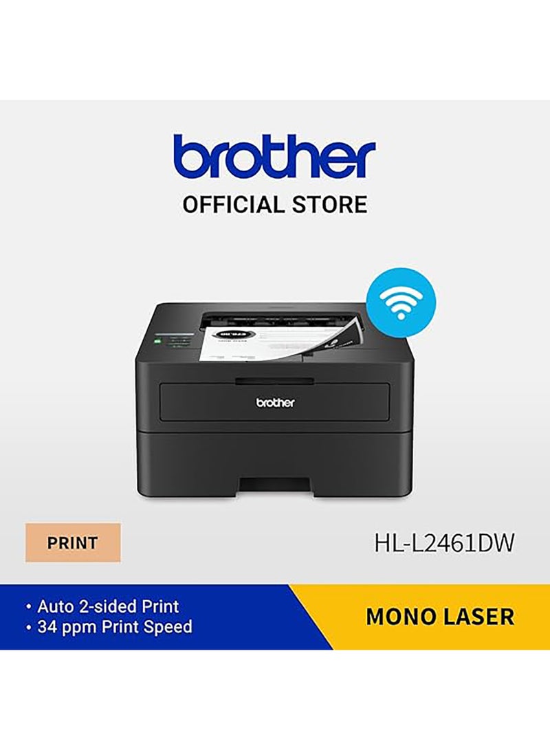Brother Wireless Monochrome Laser Printer, HL-L2461DW, Automatic 2 Sided Print, Mobile Printing, High Speed USB, High Yield Ink Toner Black - Image 3