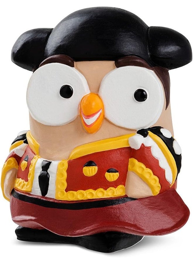 تمثال جوفي الثقافي مصارعة الثيران الإسبانية - تماثيل بومة مزخرفة مطلية يدويًا لتزيين المنزل | هدية قابلة للجمع | 8x10 سم | متوفر بتصاميم ثقافية متنوعة