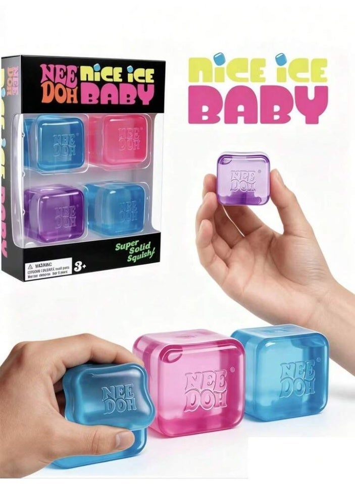 Needoh Nice Ice Baby Squishy Cubes, 4-Pack Stress Relief Ice Cube Fidget Toys, Super Solid Squeeze Toys for Kids & Adults - Image 5