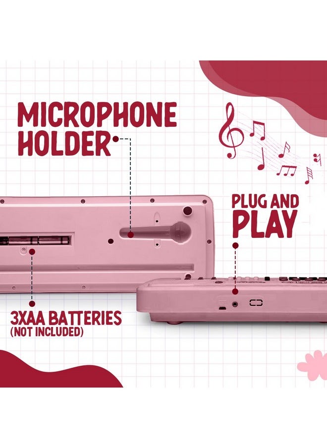 Gooyo Gooyo GY-430CF Musical Piano Keyboard with Microphone | 37 Keys, 8 Rhythms, 8 Tones with 6 In-Built Demos & Song Record Feature | Pink Color, Dual Power Supply Source: Micro USB Cable (Included)  - Image 3