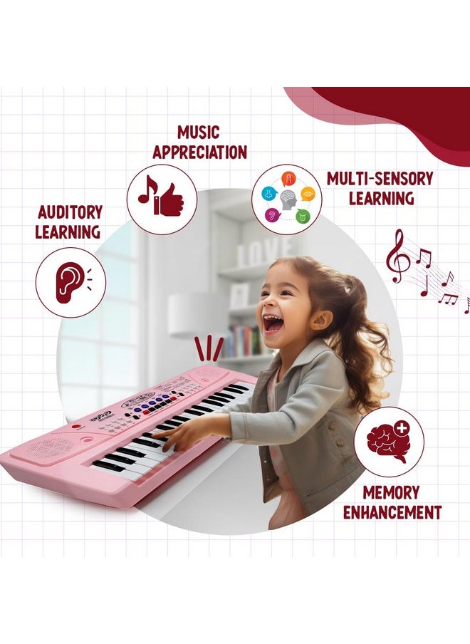 Gooyo Gooyo GY-430CF Musical Piano Keyboard with Microphone | 37 Keys, 8 Rhythms, 8 Tones with 6 In-Built Demos & Song Record Feature | Pink Color, Dual Power Supply Source: Micro USB Cable (Included)  - Image 5