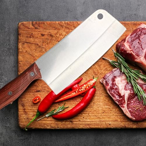 Machado High Carbon Stainless Steel Cleaver/Butcher Knife Rivet Fixed Full Tang Handle for Cutting Chopping Slicing Vegetables, Fish, Meat for Kitchen, Hotel, Restaurants - Image 3