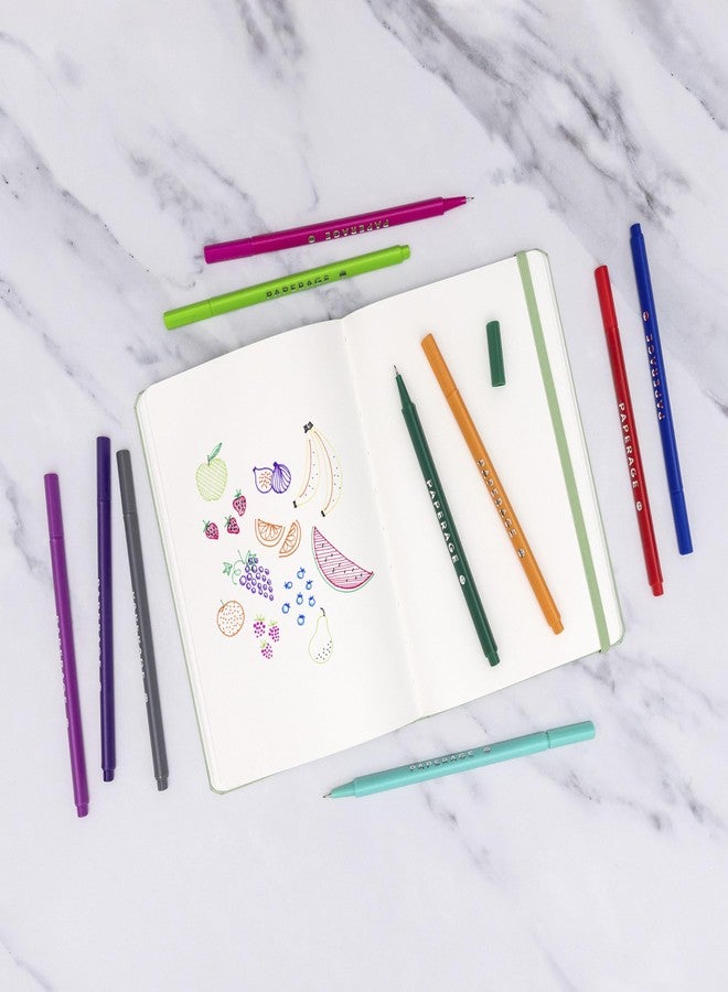 PAPERAGE Felt Tip Fine Point Pens (0.4mm), 12 Pack, Colored Pens For Journaling, Notebooks, Planners, Calendars & Drawing, Great for School, Office, & Home (Rainbow) - Image 5