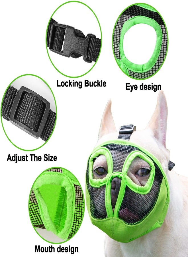 JYHY Short Snout Dog Muzzles- Adjustable Breathable Mesh Bulldog Muzzle for Biting Chewing Licking Grooming Dog Mask,Green M - Image 4