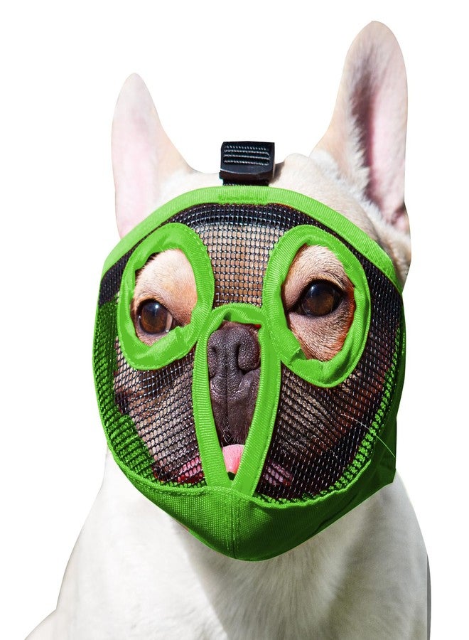 JYHY Short Snout Dog Muzzles- Adjustable Breathable Mesh Bulldog Muzzle for Biting Chewing Licking Grooming Dog Mask,Green M - Image 1