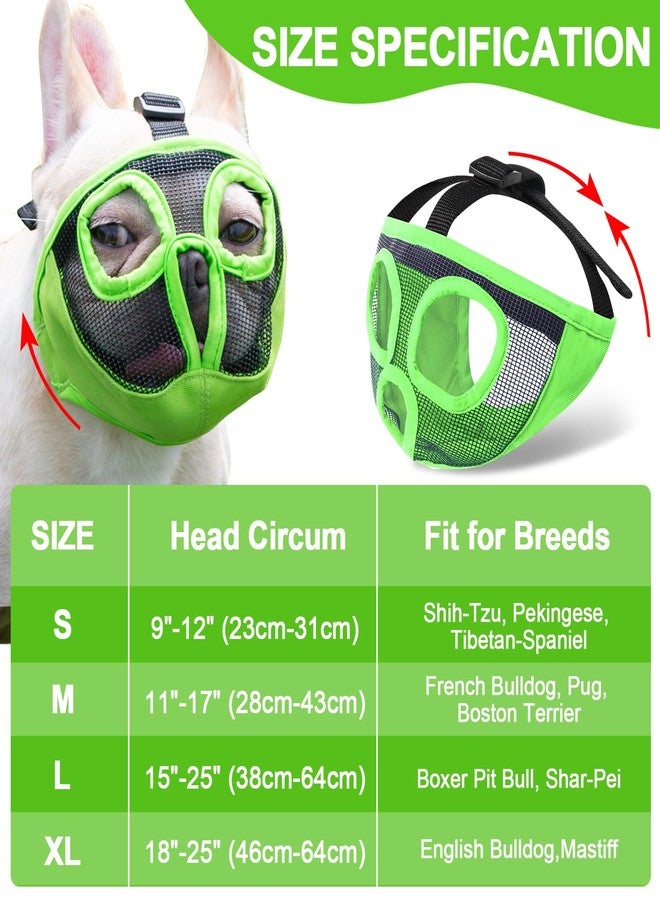 JYHY Short Snout Dog Muzzles- Adjustable Breathable Mesh Bulldog Muzzle for Biting Chewing Licking Grooming Dog Mask,Green M - Image 3