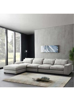 Al Home 5 Seater L-shape Sofa Linen 80x160x90x300 Cm - Beige  - Image 1
