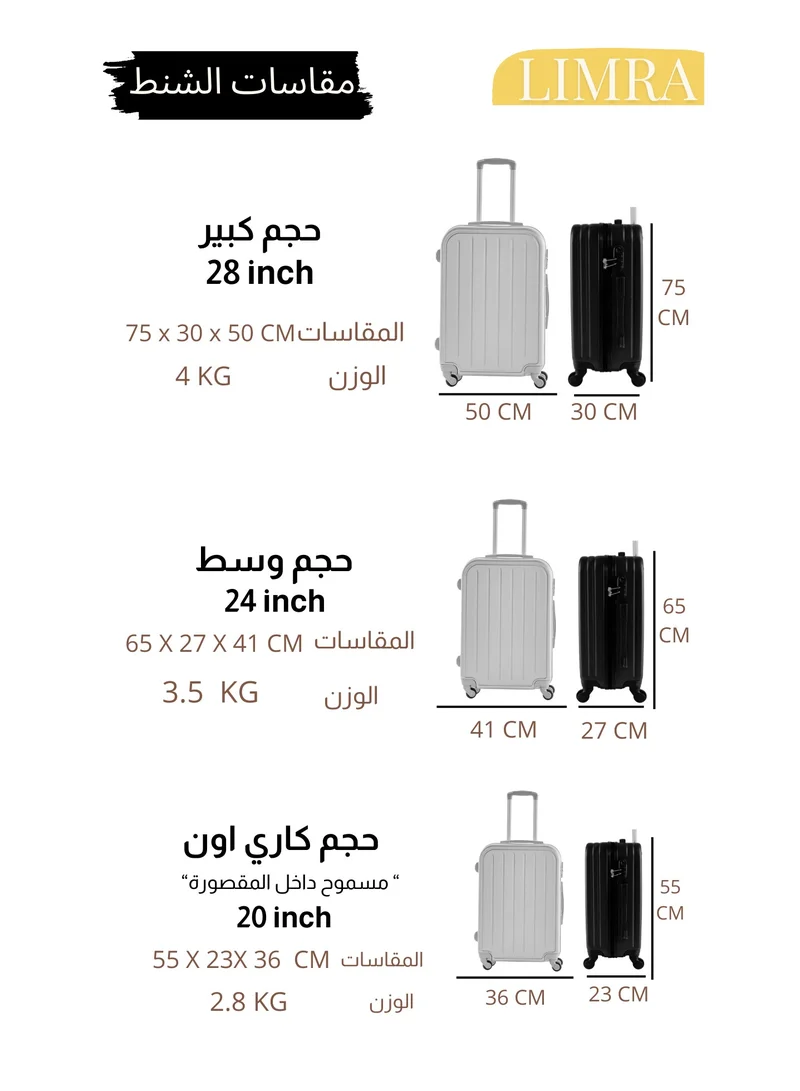 LIMRA Luggage Trolley Bags set of 5 Pcs Gold