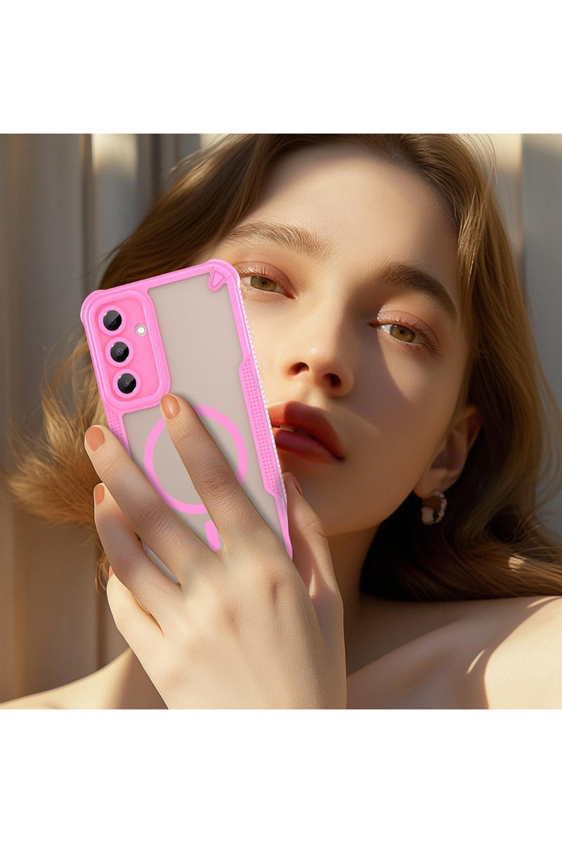 Cover For Samsung Galaxy A16 5G Armor Glaze MagSafe Magnetic Phone Case Raised edges around the screen and camera lens help prevent scratches - Pink - Image 2