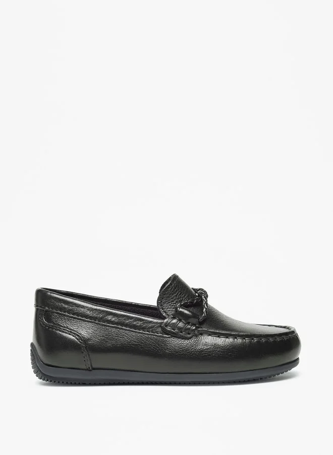 سيد دوتشيني Boys Solid Slip-On Moccasins with Textured Trim
